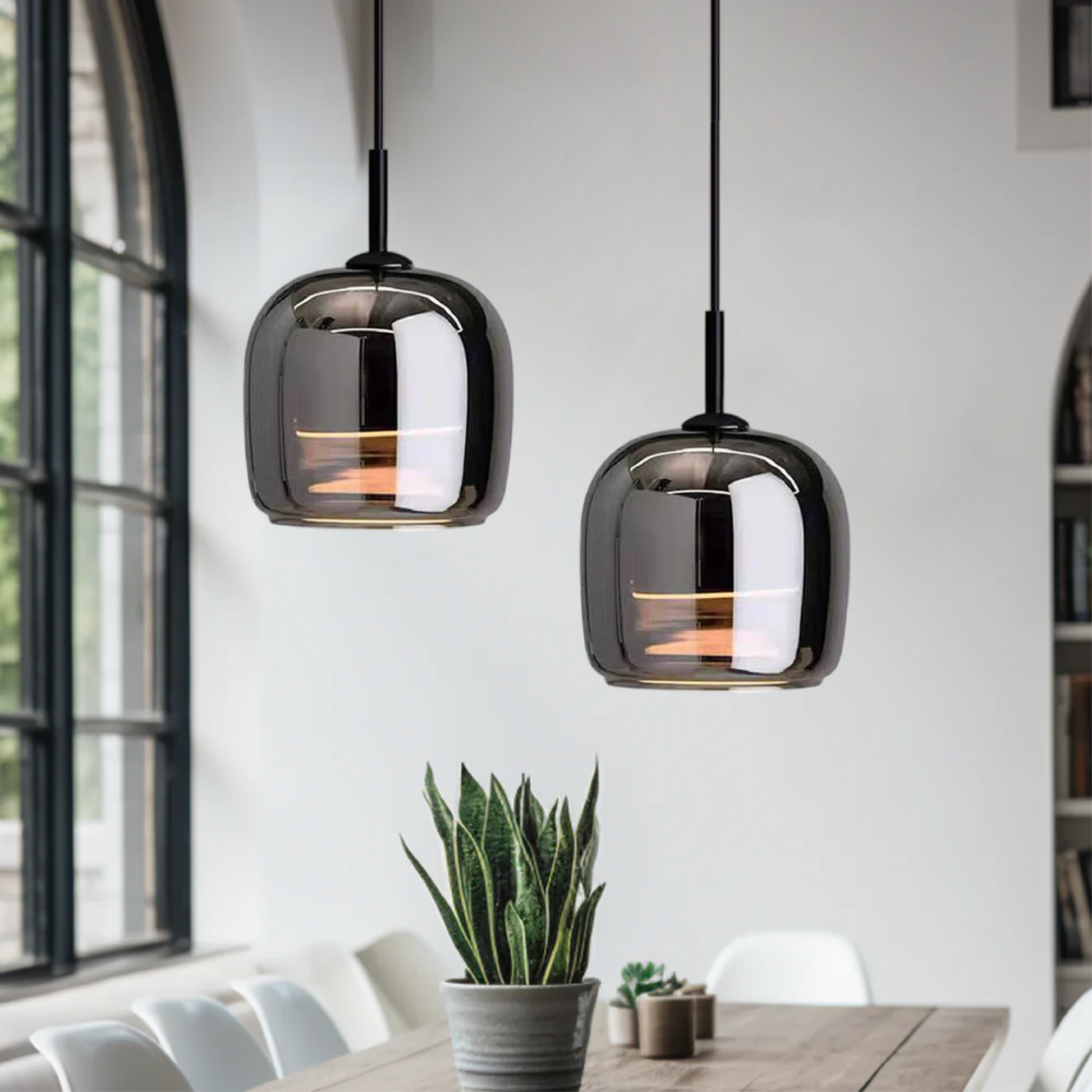 Wisząca lampa ze szkła Nordic Black